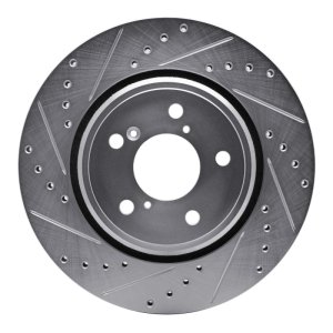 Acura MDX Brake Rotor (1) - Front Left - R1 Concepts - Drilled & Slotted - Silver - `15-`25 Acura MDX Brake Rotor (1) - Front Left - R1 Concepts - Drilled & Slotted - Silver - `15-`25